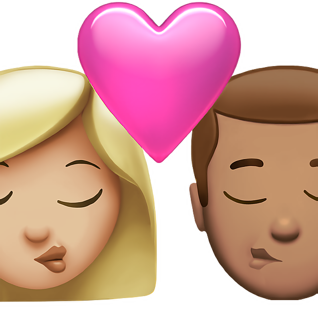 Kiss: Woman, Man, Medium-Light Skin Tone, Medium Skin Tone