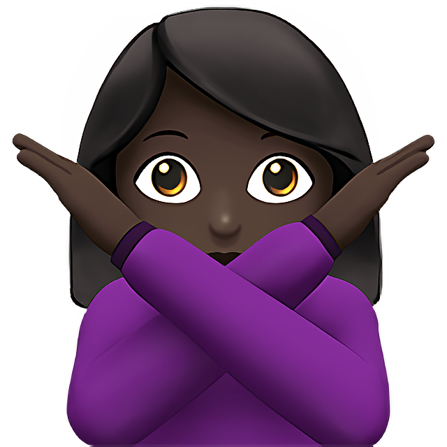 Woman Gesturing No: Dark Skin Tone