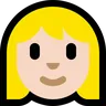 Woman: Light Skin Tone, Blond Hair Emoji 👱🏻‍♀️ image - Microsoft Windows 10 Segoe UI Emoji style