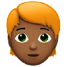 Person: Medium-Dark Skin Tone, Red Hair Emoji 🧑🏾‍🦰 image - Apple style