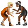 People Wrestling: Medium-Light Skin Tone, Medium-Dark Skin Tone Emoji 🧑🏼‍🫯‍🧑🏾 image - Apple style