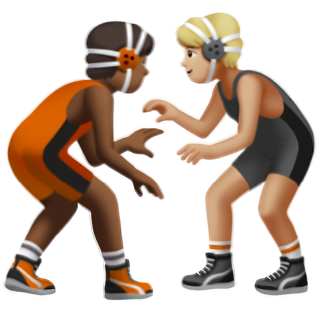People Wrestling: Medium-Dark Skin Tone, Medium-Light Skin Tone