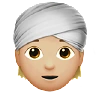 Person Wearing Turban: Medium-Light Skin Tone Emoji 👳🏼 image - Apple style