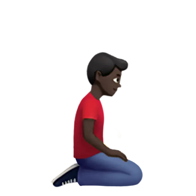 Man Kneeling Facing Right: Dark Skin Tone