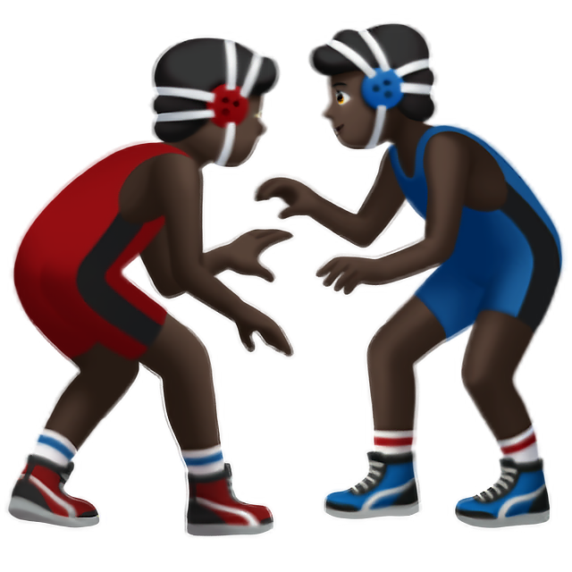 Men Wrestling: Dark Skin Tone