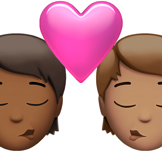 Kiss: Person, Person, Medium-Dark Skin Tone, Medium Skin Tone