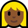 Woman: Medium-Dark Skin Tone, Blond Hair Emoji 👱🏾‍♀️ image - Microsoft Windows 10 Segoe UI Emoji style