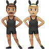 Men With Bunny Ears: Medium Skin Tone, Medium-Light Skin Tone Emoji 👨🏽‍🐰‍👨🏼 image - Apple style