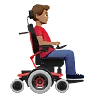 Man In Motorized Wheelchair Facing Right: Medium Skin Tone Emoji 👨🏽‍🦼‍➡️ image - Apple style