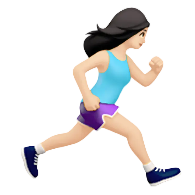 Woman Running Facing Right: Light Skin Tone