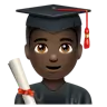 Man Student: Dark Skin Tone Emoji 👨🏿‍🎓 image - WhatsApp style