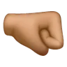 Right-Facing Fist: Medium Skin Tone Emoji 🤜🏽 image - Samsung style