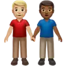 Men Holding Hands: Medium-Light Skin Tone, Medium-Dark Skin Tone Emoji 👨🏼‍🤝‍👨🏾 image - Apple style