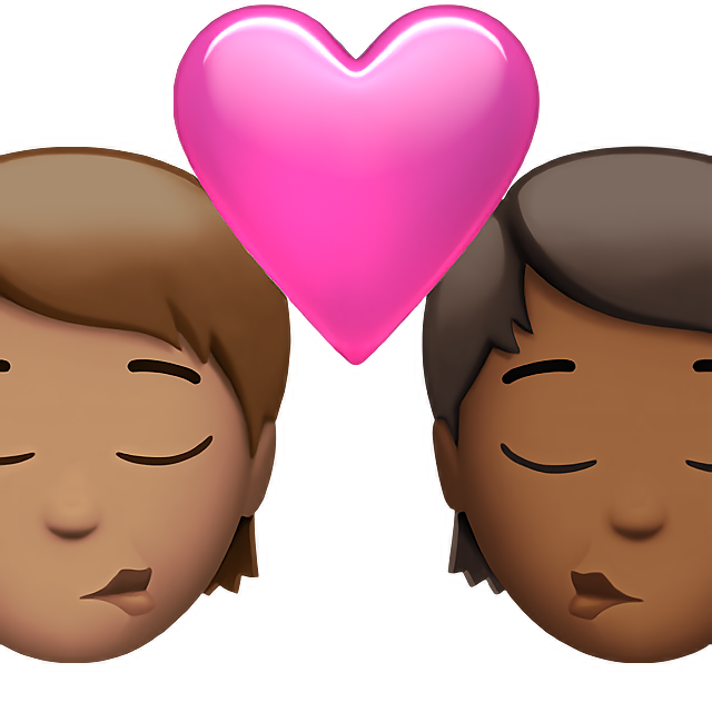Kiss: Person, Person, Medium Skin Tone, Medium-Dark Skin Tone