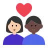 Couple With Heart: Woman, Man, Light Skin Tone, Dark Skin Tone Emoji 👩🏻‍❤️‍👨🏿 image - Tossface style