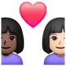 Couple With Heart: Woman, Woman, Light Skin Tone, Dark Skin Tone Emoji 👩🏻‍❤️‍👩🏿 image - Samsung style