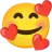 Cara sonriente con ojos sonrientes y tres corazones