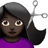 Woman Getting Haircut: Dark Skin Tone Emoji 💇🏿‍♀️ image - Apple style