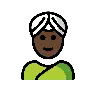 Woman Wearing Turban: Dark Skin Tone Emoji 👳🏿‍♀️ image - OpenMoji style