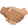 Handshake: Medium Skin Tone, Medium-Light Skin Tone Emoji 🫱🏽‍🫲🏼 image - Apple style