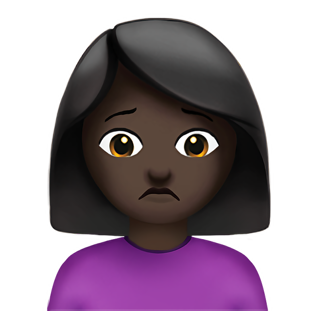 Woman Frowning: Dark Skin Tone