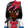 Woman Singer: Dark Skin Tone Emoji 👩🏿‍🎤 image - Emojidex style