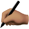 Writing Hand: Medium Skin Tone Emoji ✍🏽 image - Apple style