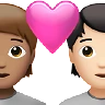 Couple With Heart: Person, Person, Medium Skin Tone, Light Skin Tone Emoji 🧑🏽‍❤️‍🧑🏻 image - Apple style