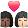 Kiss: Woman, Woman, Light Skin Tone, Dark Skin Tone Emoji 👩🏻‍❤️‍💋‍👩🏿 image - Samsung style