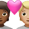 Couple With Heart: Person, Person, Medium-Dark Skin Tone, Medium-Light Skin Tone Emoji 🧑🏾‍❤️‍🧑🏼 image - Apple style