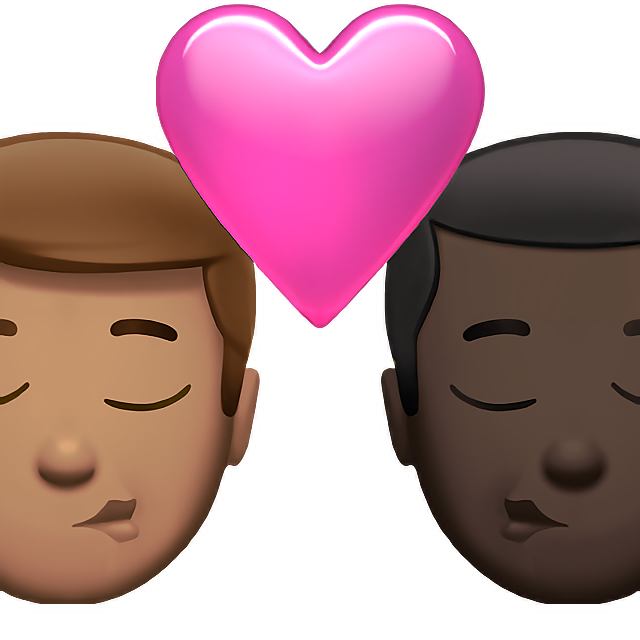 Kiss: Man, Man, Medium Skin Tone, Dark Skin Tone