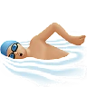 Man Swimming: Medium-Light Skin Tone Emoji 🏊🏼‍♂️ image - Apple style