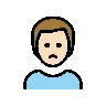 Man Frowning: Light Skin Tone Emoji 🙍🏻‍♂️ image - OpenMoji style