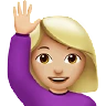 Woman Raising Hand: Medium-Light Skin Tone Emoji 🙋🏼‍♀️ image - Apple style