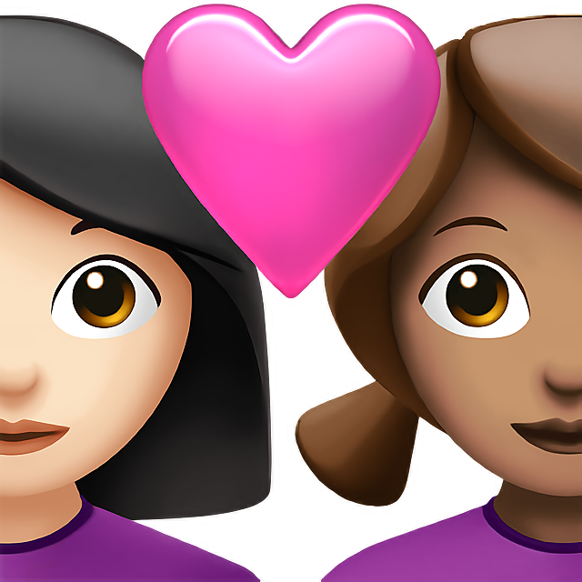 Couple With Heart: Woman, Woman, Light Skin Tone, Medium Skin Tone