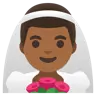 Man With Veil: Medium-Dark Skin Tone Emoji 👰🏾‍♂️ image - Google Noto Color style