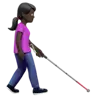 Woman With White Cane Facing Right: Dark Skin Tone Emoji 👩🏿‍🦯‍➡️ image - Apple style