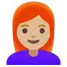 Woman: Medium-Light Skin Tone, Red Hair Emoji 👩🏼‍🦰 image - Google Noto Color style