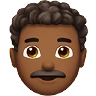 Man: Medium-Dark Skin Tone, Curly Hair Emoji 👨🏾‍🦱 image - Apple style