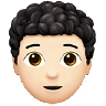 Person: Light Skin Tone, Curly Hair Emoji 🧑🏻‍🦱 image - Apple style