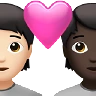 Couple With Heart: Person, Person, Light Skin Tone, Dark Skin Tone Emoji 🧑🏻‍❤️‍🧑🏿 image - Apple style