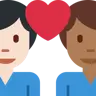 Couple With Heart: Man, Man, Light Skin Tone, Medium-Dark Skin Tone Emoji 👨🏻‍❤️‍👨🏾 image - Twitter / X (Twemoji) style