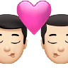 Kiss: Man, Man, Light Skin Tone Emoji 👨🏻‍❤️‍💋‍👨🏻 image - Apple style