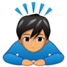 Man Bowing: Medium Skin Tone Emoji 🙇🏽‍♂️ image - Emojidex style
