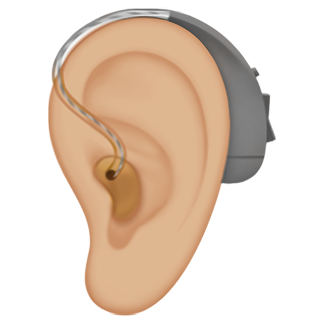 Ear With Hearing Aid: Medium-Light Skin Tone
