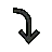 右向きの矢印、次に下向きに曲がる
