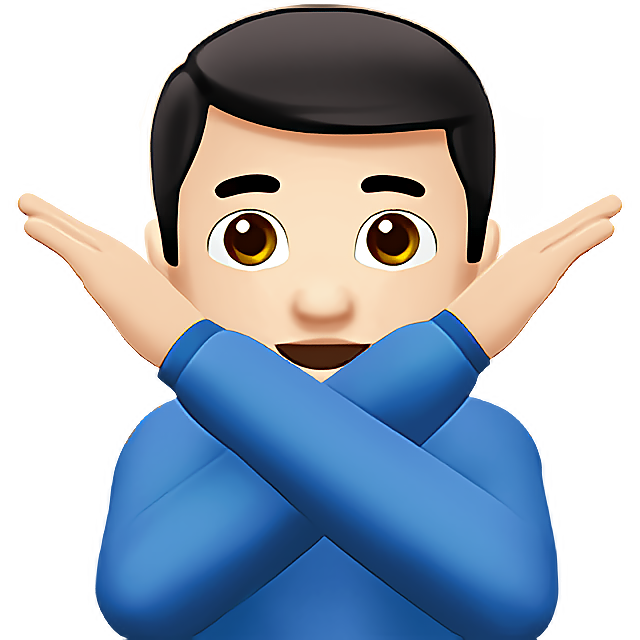 Man Gesturing No: Light Skin Tone