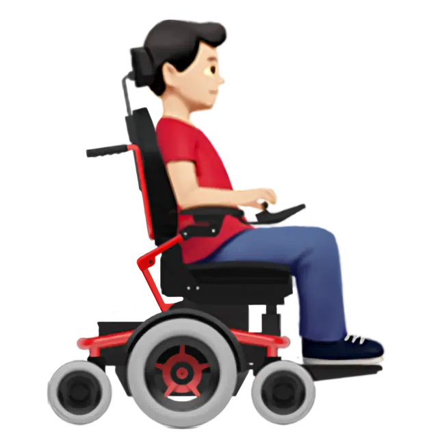 Man In Motorized Wheelchair Facing Right: Light Skin Tone