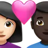 Couple With Heart: Woman, Man, Light Skin Tone, Dark Skin Tone Emoji 👩🏻‍❤️‍👨🏿 image - Apple style