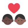 Kiss: Man, Man, Dark Skin Tone, Medium-Dark Skin Tone Emoji 👨🏿‍❤️‍💋‍👨🏾 image - Tossface style